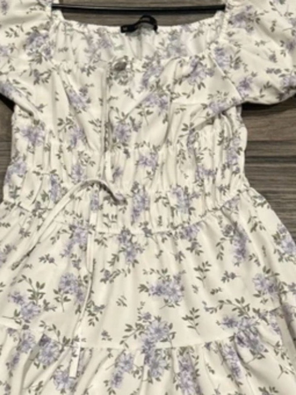 White Floral Midi Dress with Puff Sleeves M NWOT - Picture 5 of 6